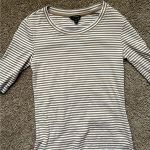 Banana Republic Tan and White Striped Long Sleeve Top